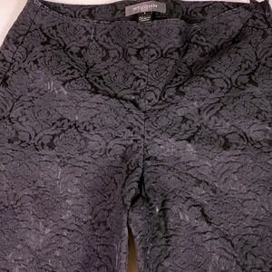 St John Navy Floral Jacquard Textured Slim Leg Ankle‎ Slit Pants Size 6 holiday